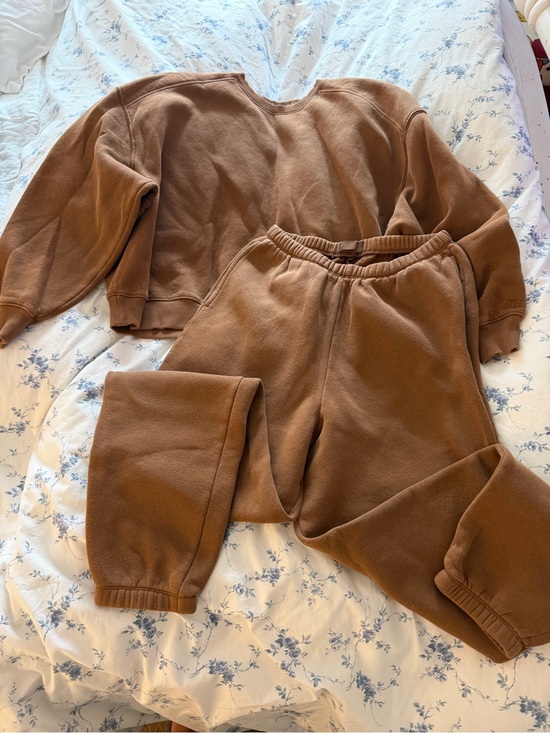 nuuds Pants - nuuds Brown Fleece Track Sweatshirt & Joggers Set